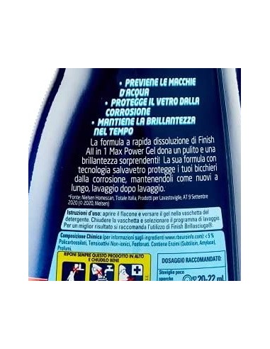 finish power gel detersivo lavastoviglie - 600ml 30 lavaggi - classico: tuttocasashop.live: pulizia e cura della casa