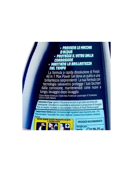 finish power gel detersivo lavastoviglie - 600ml 30 lavaggi - classico: tuttocasashop.live: pulizia e cura della casa