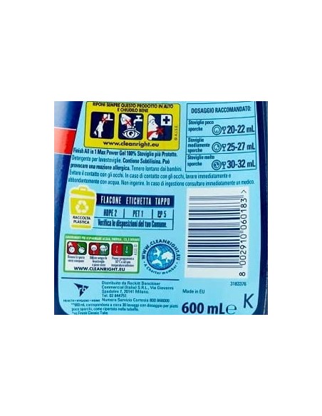 finish power gel detersivo lavastoviglie - 600ml 30 lavaggi - classico: tuttocasashop.live: pulizia e cura della casa