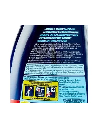 finish power gel detersivo lavastoviglie - 600ml 30 lavaggi - fresh: tuttocasashop.live: pulizia e cura della casa