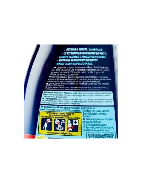 finish power gel detersivo lavastoviglie - 600ml 30 lavaggi - fresh: tuttocasashop.live: pulizia e cura della casa