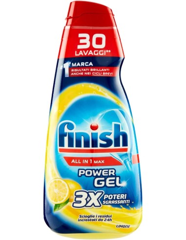 finish power gel detersivo lavastoviglie - 600ml 30 lavaggi - limone: tuttocasashop.live: pulizia e cura della casa