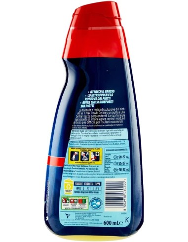 finish power gel detersivo lavastoviglie - 600ml 30 lavaggi - limone: tuttocasashop.live: pulizia e cura della casa