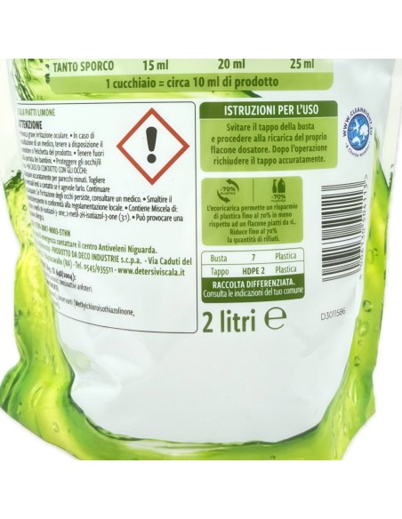 scala detersivo liquido per piatti a mano - ecoricarica da 2 litri - limone: tuttocasashop.live: pulizia e cura della casa