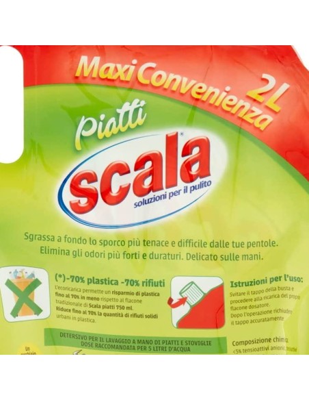 scala detersivo liquido per piatti a mano - ecoricarica da 2 litri - limone: tuttocasashop.live: pulizia e cura della casa