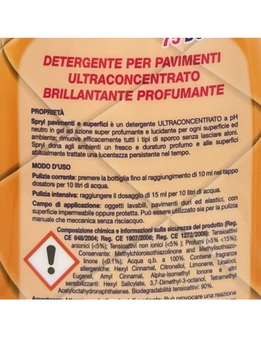 spryl gel detergente pavimenti profumante ultra concentrato 750ml - ambra: tuttocasashop.live: pulizia e cura della casa