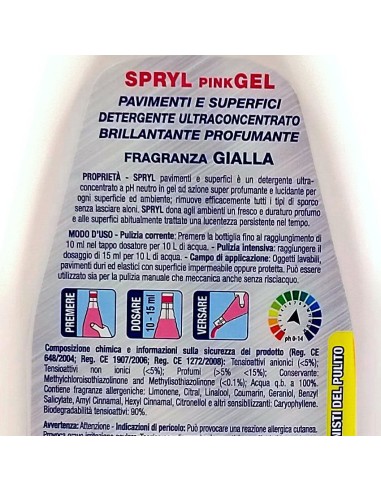 spryl gel detergente pavimenti profumante ultra concentrato 750ml - gialla: tuttocasashop.live: pulizia e cura della casa