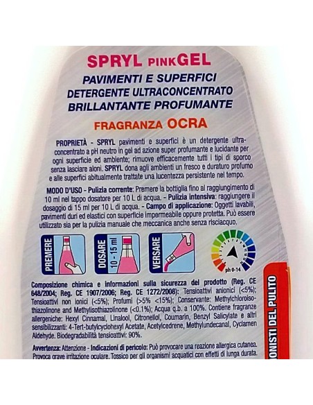 spryl gel detergente pavimenti profumante ultra concentrato 750ml - ocra: tuttocasashop.live: pulizia e cura della casa