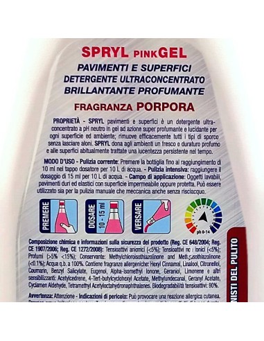 spryl gel detergente pavimenti profumante ultra concentrato 750ml - porpora: tuttocasashop.live: pulizia e cura della casa