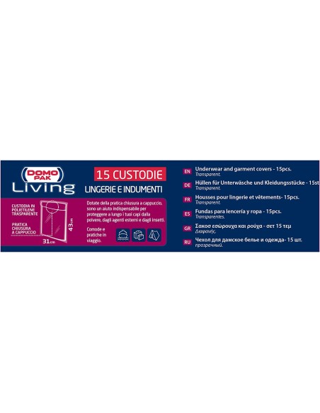 domopak living custodie 31x45cm - 15 pezzi - lingerie e indumenti: tuttocasashop.live: prodotti per bucato e tessuti