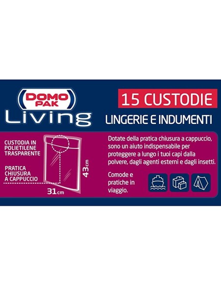 domopak living custodie 31x45cm - 15 pezzi - lingerie e indumenti: tuttocasashop.live: prodotti per bucato e tessuti