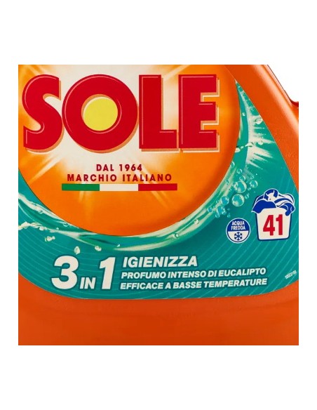sole detersivo lavatrice liquido - 41 lavaggi 1845ml - igiene e freschezza: tuttocasashop.live: prodotti per bucato e tessuti