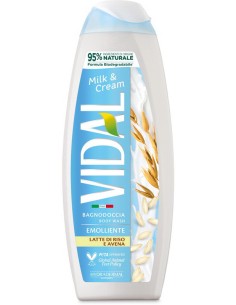 vidal bagnodoccia 500ml - emolliente - milk & cream - latte di riso e avena: tuttocasashop.live: igiene e cura della persona
