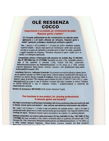 ole' oies ressenza deodorante multiuso igienizzante 750ml - cocco: tuttocasashop.live: pulizia e cura della casa