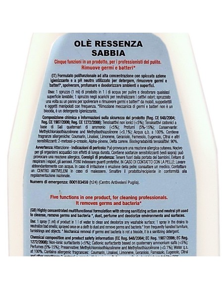 ole' oies ressenza deodorante multiuso igienizzante 750ml - sabbia: tuttocasashop.live: pulizia e cura della casa