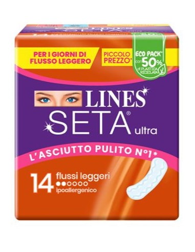 lines seta ultra assorbenti - 14 pezzi - flussi leggeri - anatomici: tuttocasashop.live: igiene e cura della persona