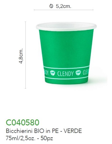 clendy bicchieri caffe' monouso in carta da 75ml - 50 pezzi - verde: tuttocasashop.live: carta & monouso