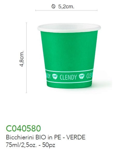 clendy bicchieri caffe' monouso in carta da 75ml - 50 pezzi - verde: tuttocasashop.live: carta & monouso