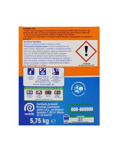 sole detersivo lavatrice in polvere - fusto da 115 misurini - 5750g: tuttocasashop.live: prodotti per bucato e tessuti