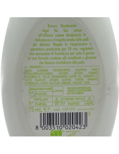 breeze deodorante vapo no-gas - 75ml - the verde: tuttocasashop.live: igiene e cura della persona