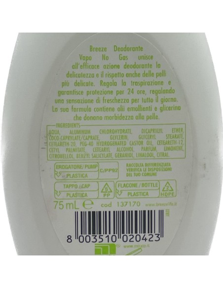 breeze deodorante vapo no-gas - 75ml - the verde: tuttocasashop.live: igiene e cura della persona