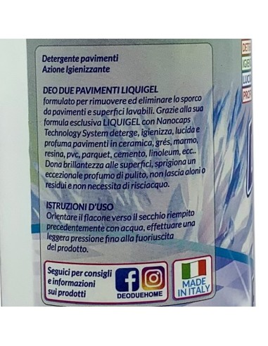 deo due pavimenti liquigel detergente igienizzante - 750ml - talcato: tuttocasashop.live: pulizia e cura della casa