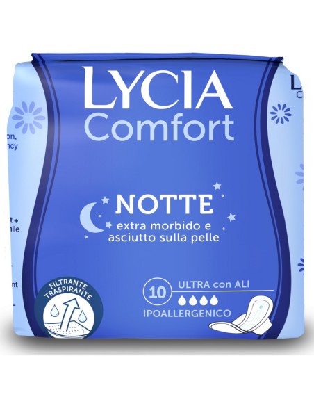 lycia assorbenti ultra maxi comfort - 10 pezzi - notte con ali: tuttocasashop.live: igiene e cura della persona