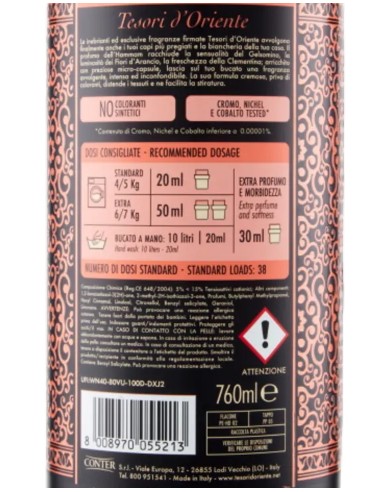 tesori d'oriente ammorbidente - 38 lavaggi 760ml - hammam: tuttocasashop.live: prodotti per bucato e tessuti