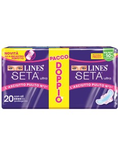 lines seta ultra assorbenti - pacco doppio - 20 pezzi - anatomico con ali: tuttocasashop.live: igiene e cura della persona