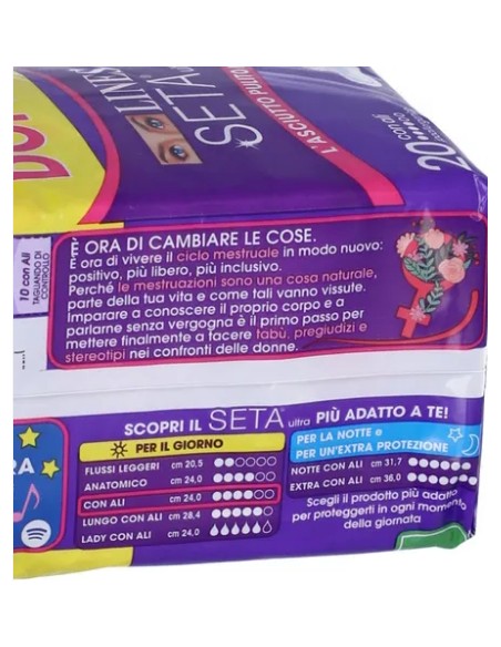 lines seta ultra assorbenti - pacco doppio - 20 pezzi - anatomico con ali: tuttocasashop.live: igiene e cura della persona