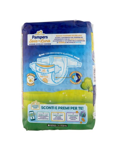 pampers sole e luna - 13 pannolini taglia 6 xl extra large 15-30 kg: tuttocasashop.live: igiene e cura della persona
