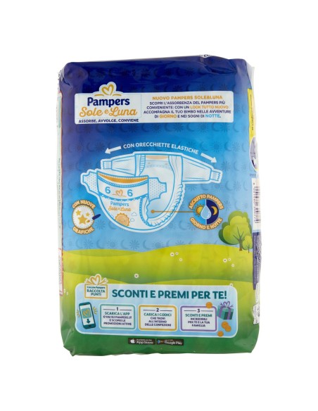 pampers sole e luna - 13 pannolini taglia 6 xl extra large 15-30 kg: tuttocasashop.live: igiene e cura della persona