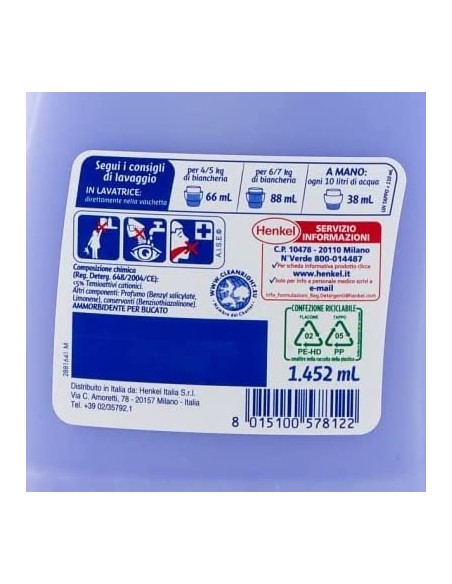 vernel ammorbidente - 1452ml - 22 lavaggi - lavanda: tuttocasashop.live: prodotti per bucato e tessuti