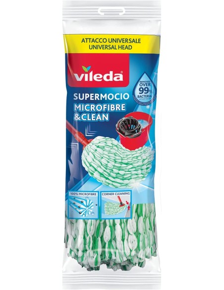 vileda microfibre&clean mop ricambio per mocio vileda con attacco universale: tuttocasashop.live: pulizia e cura della casa