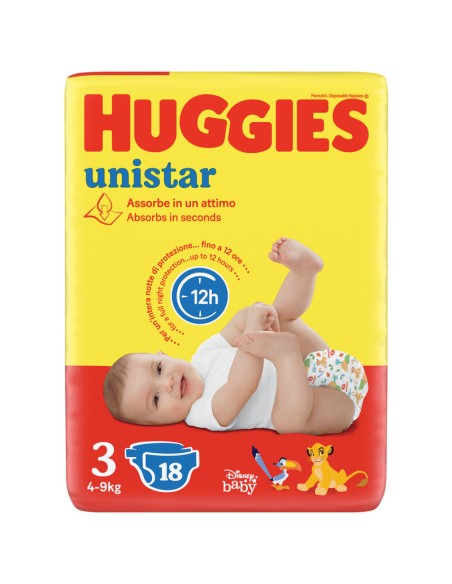 huggies unistar - 18 pannolini taglia 3 midi 4-9 kg: tuttocasashop.live: igiene e cura della persona