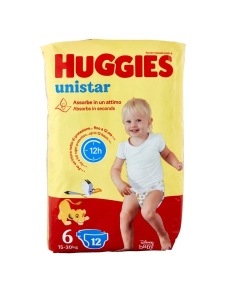 huggies unistar - 12 pannolini taglia 6 xl extra large 15-30 kg: tuttocasashop.live: igiene e cura della persona