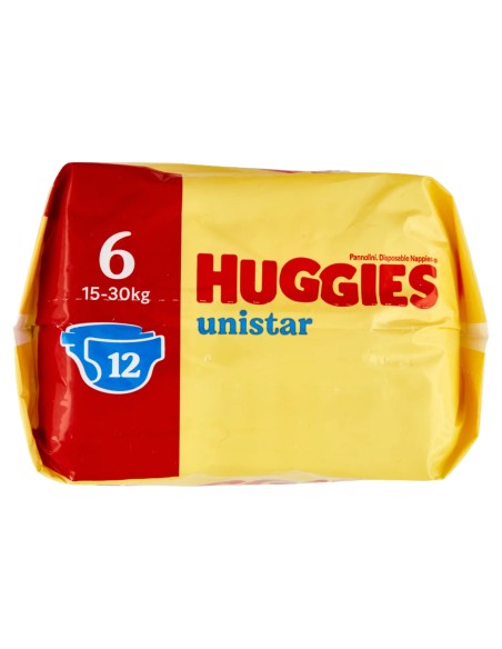 huggies unistar - 12 pannolini taglia 6 xl extra large 15-30 kg: tuttocasashop.live: igiene e cura della persona