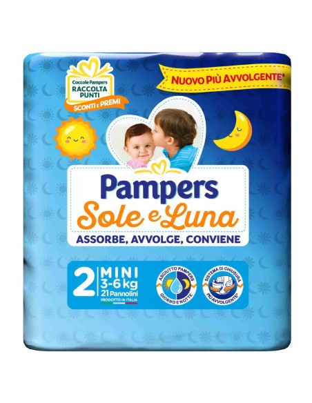 pampers sole e luna - 21 pannolini taglia 2 mini 3-6 kg: tuttocasashop.live: igiene e cura della persona