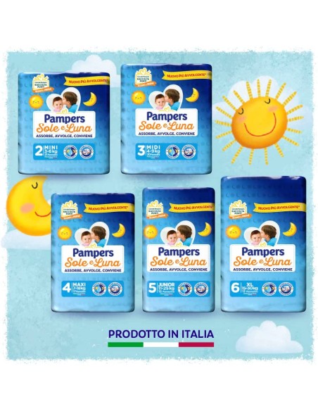 pampers sole e luna - 21 pannolini taglia 2 mini 3-6 kg: tuttocasashop.live: igiene e cura della persona