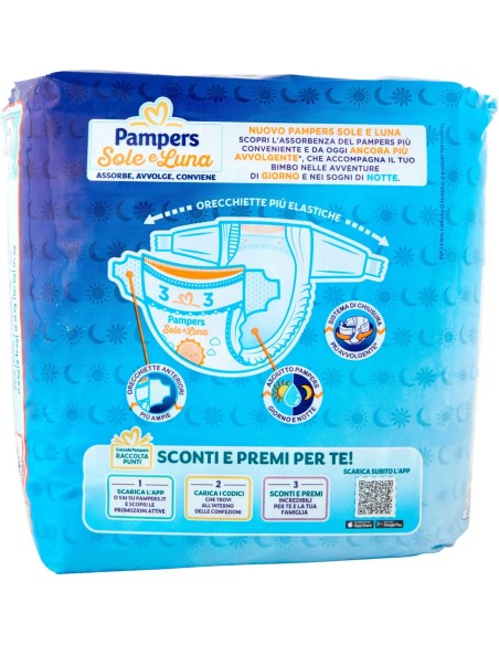 pampers sole e luna - 20 pannolini taglia 3 midi 4-9 kg: tuttocasashop.live: igiene e cura della persona