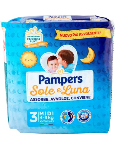 pampers sole e luna - 20 pannolini taglia 3 midi 4-9 kg: tuttocasashop.live: igiene e cura della persona