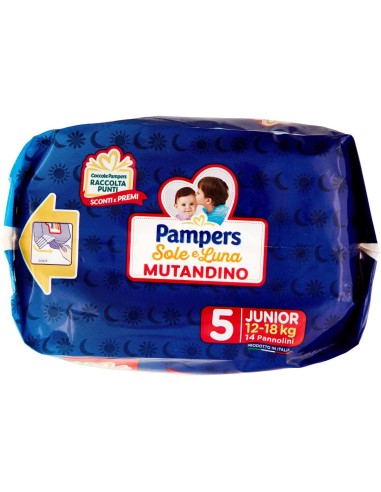 pampers sole e luna mutandino - 14 pannolini taglia 5 junior 12-18kg: tuttocasashop.live: igiene e cura della persona