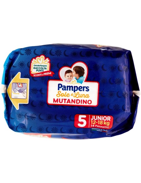 pampers sole e luna mutandino - 14 pannolini taglia 5 junior 12-18kg: tuttocasashop.live: igiene e cura della persona