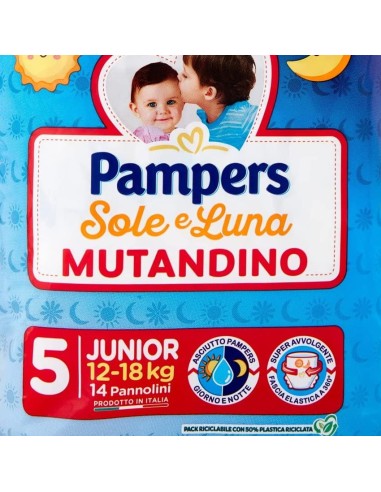pampers sole e luna mutandino - 14 pannolini taglia 5 junior 12-18kg: tuttocasashop.live: igiene e cura della persona
