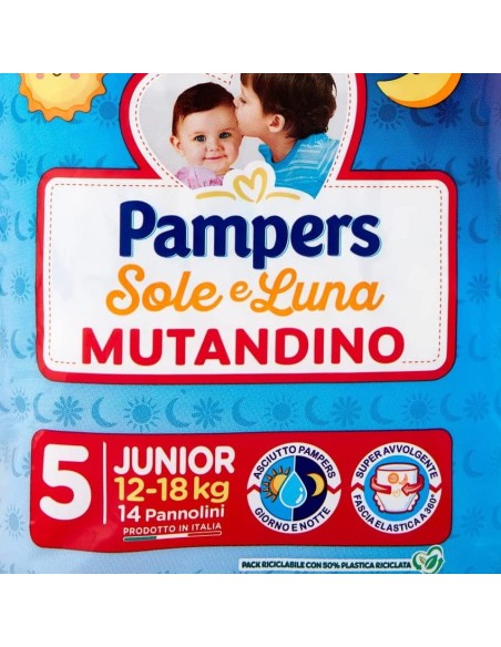 pampers sole e luna mutandino - 14 pannolini taglia 5 junior 12-18kg: tuttocasashop.live: igiene e cura della persona