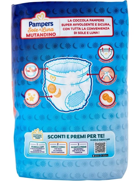 pampers sole e luna mutandino 13 pannolini taglia 6 xl extra large 15+ kg: tuttocasashop.live: igiene e cura della persona