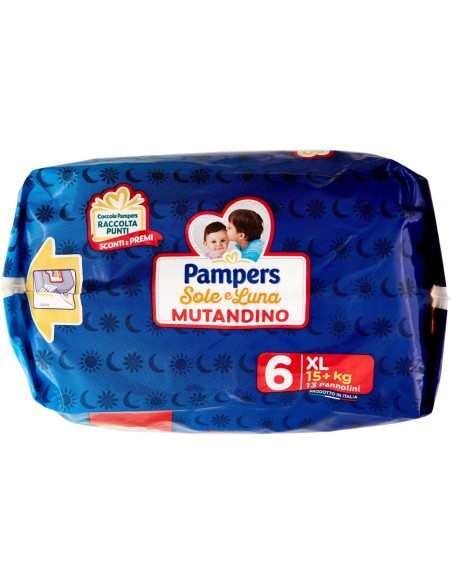 pampers sole e luna mutandino 13 pannolini taglia 6 xl extra large 15+ kg: tuttocasashop.live: igiene e cura della persona