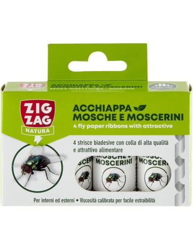 zig zag mosche e moscerini - 4 strisce biadesive con colla e attrattivo: tuttocasashop.live: pulizia e cura della casa