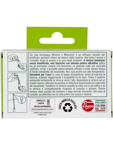 zig zag mosche e moscerini - 4 strisce biadesive con colla e attrattivo: tuttocasashop.live: pulizia e cura della casa