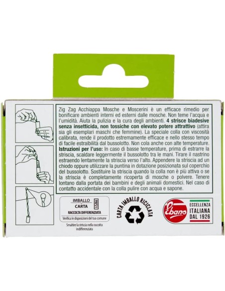 zig zag mosche e moscerini - 4 strisce biadesive con colla e attrattivo: tuttocasashop.live: pulizia e cura della casa